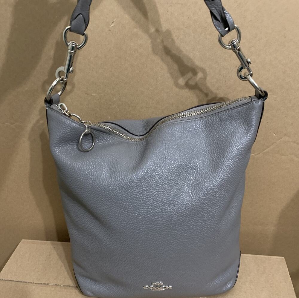 COACH Refined Gray Pebbled Leather ABBY Duffle Sac Hobo F31507